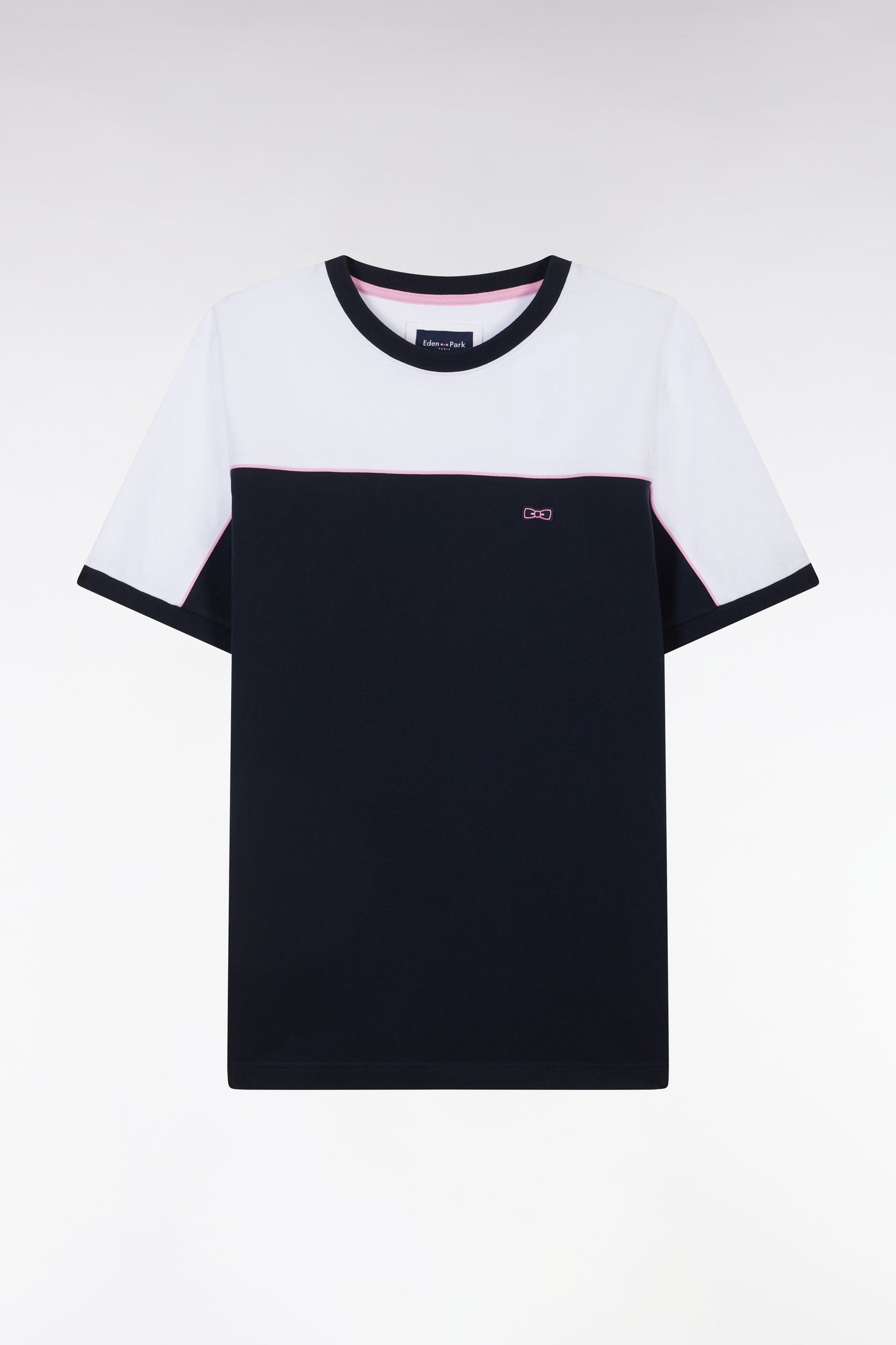 Straight-fit two-tone navy cotton jersey T-shirt