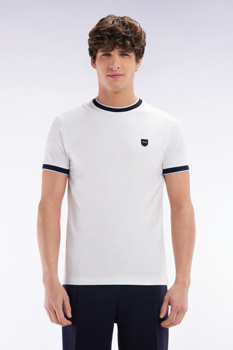 T-shirt en coton stretch blanc coupe ajustée - Image 1