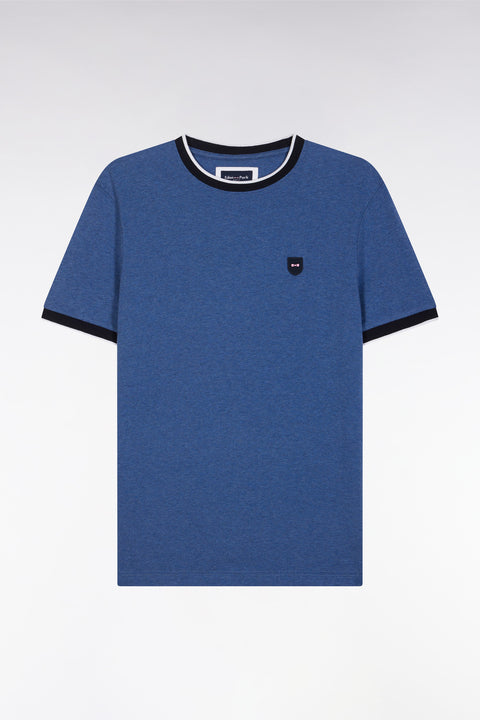 T-shirt en coton stretch bleu foncé coupe ajustée - Image 1