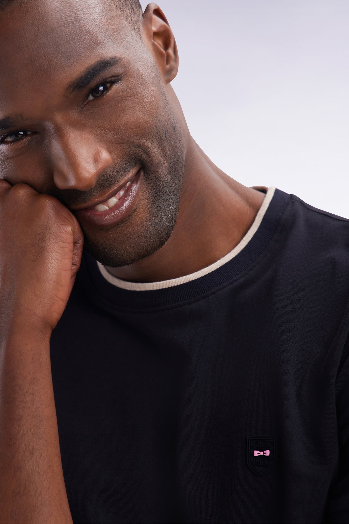 Slim-fit black stretch cotton T-shirt
