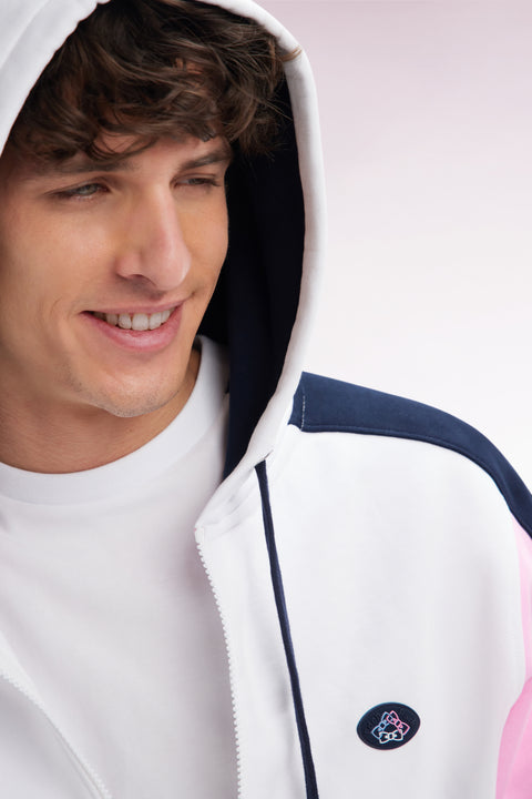 T-shirt colorblock en coton blanc coupe droite - Image 3