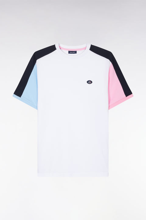 T-shirt colorblock en coton blanc coupe droite - Image 2