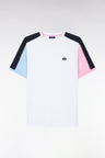 T-shirt colorblock en coton blanc coupe droite