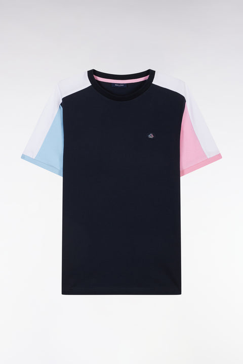 T-shirt colorblock en coton marine coupe droite - Image 2