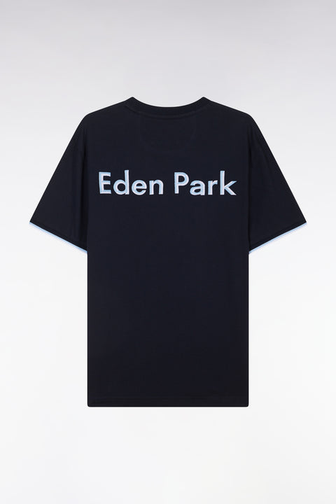 Relaxed-fit navy cotton T-shirt with two-tone embroidery - Image 2