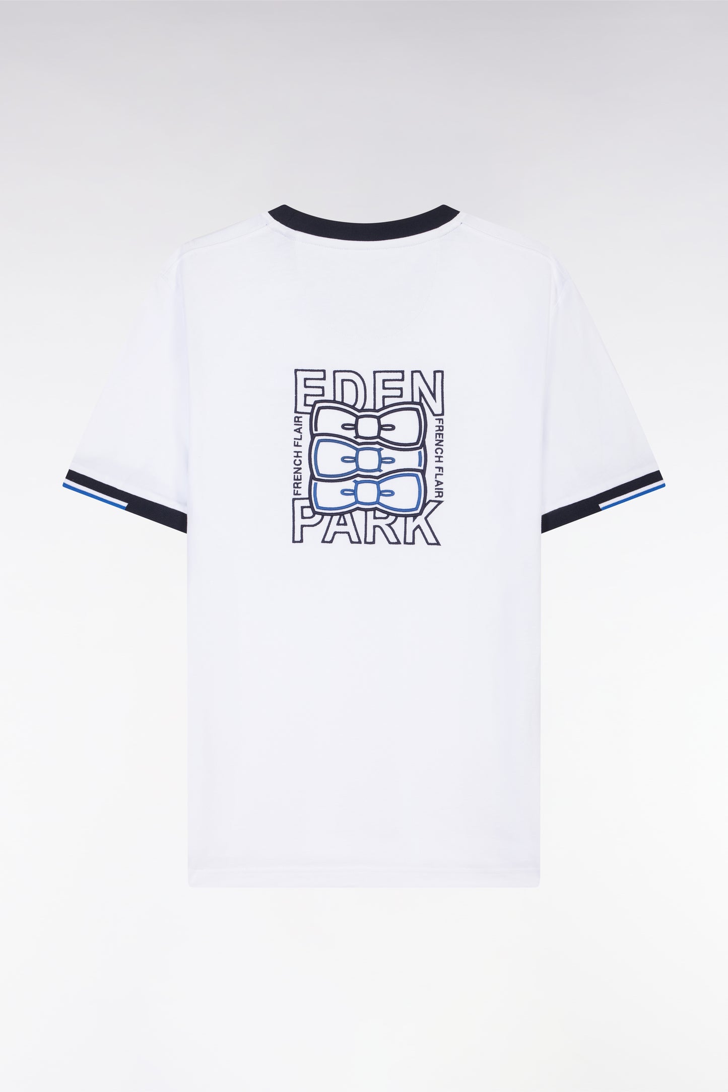 Straight-fit white cotton T-shirt with back embroidery