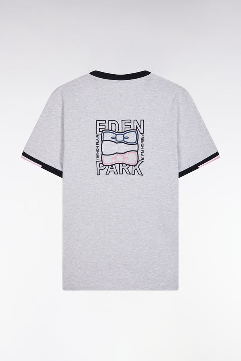 T-shirt en coton gris broderie dos coupe droite - Image 2