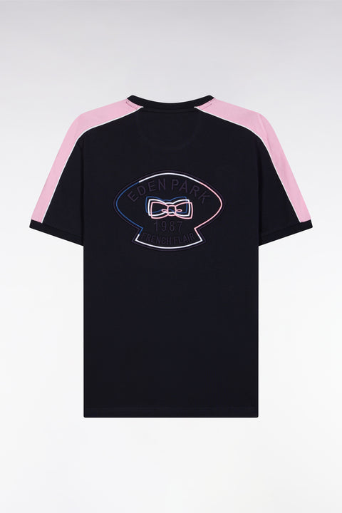 T-shirt en coton marine broderie dos et découpes coupe droite - Image 2