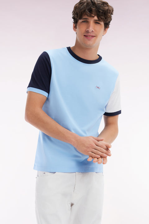 T-shirt colorblock en coton ciel broderie 10 coupe droite - Image 3