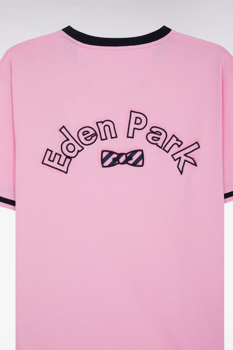 T-shirt en coton rose broderie nœud papillon Eden Park coupe droite - Image 3