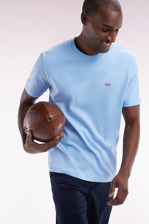 Straight-fit screen-printed sky blue cotton T-shirt - Image 3