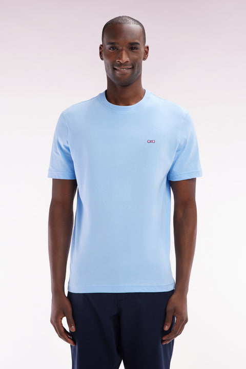 Straight-fit screen-printed sky blue cotton T-shirt - Image 1