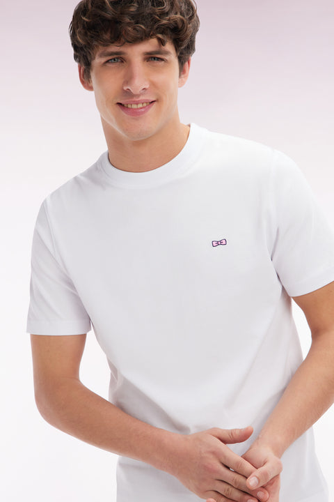 T-shirt en coton blanc broderie dos cerclée coupe droite - Image 3