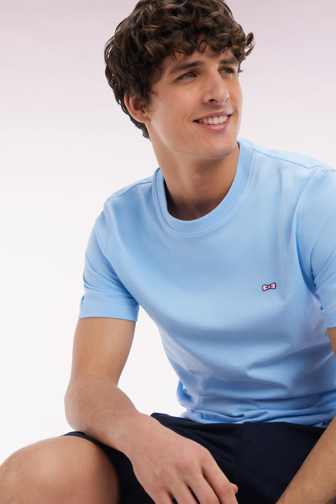 T-shirt en coton ciel broderie dos cerclée coupe droite - Image 3