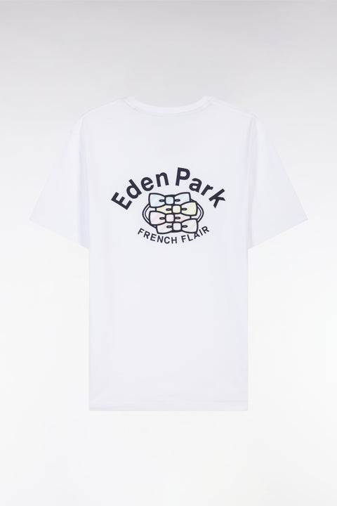 T-shirt en coton blanc broderie multicolore coupe décontractée - Image 2