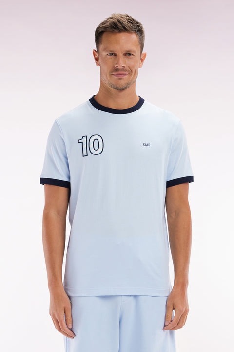 T-shirt en coton ciel broderie 10 coupe décontractée - Image 1