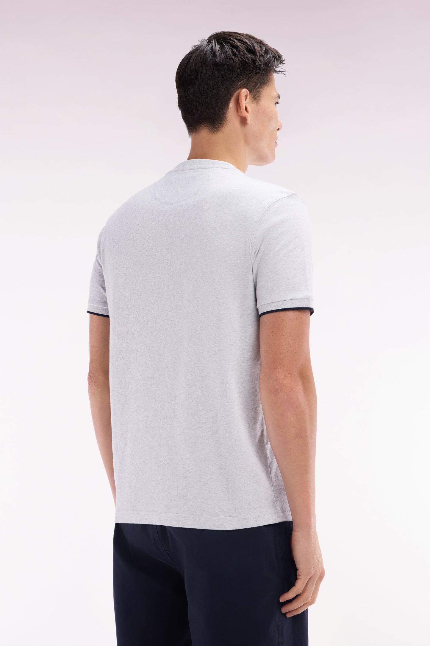 Grey cotton T-shirt with bow-tie embroidery, relaxed fit
