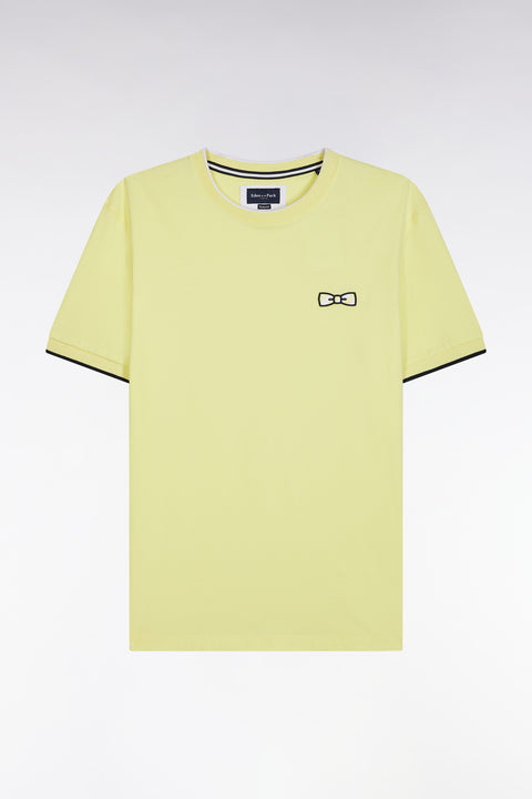 T-shirt en coton jaune broderie nœud papillon coupe décontractée - Image 2
