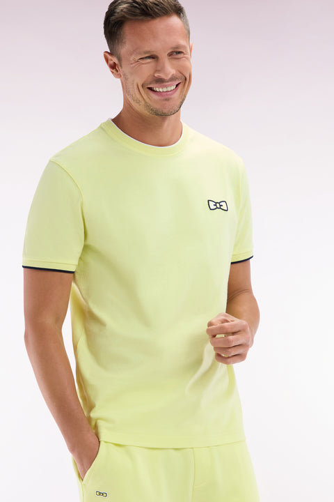 T-shirt en coton jaune broderie nœud papillon coupe décontractée - Image 3