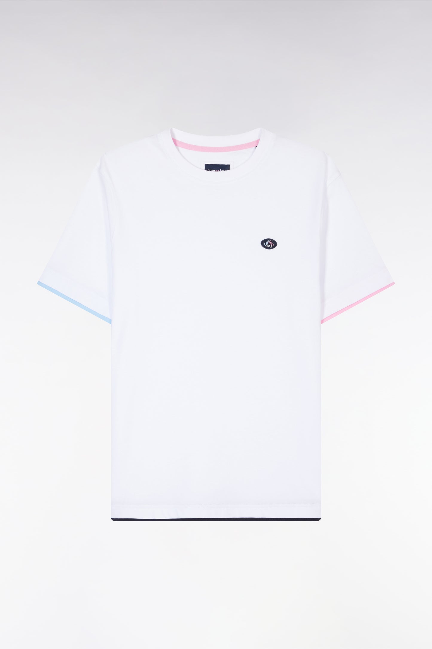 UNE white cotton t-shirt colored sleeves straight cut