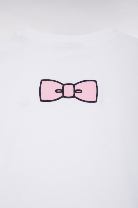 T-shirt en coton blanc nœud papillon dos coupe droite - Image 2
