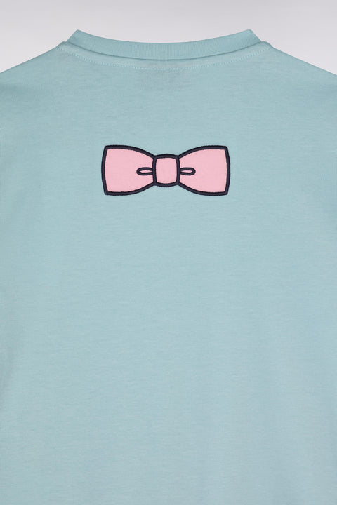 T-shirt en coton vert d'eau nœud papillon dos coupe droite - Image 2