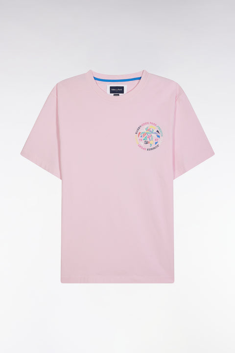 T-shirt en coton rose sérigraphie multicolore coupe décontractée - Image 2