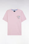T-shirt en coton rose sérigraphie multicolore coupe décontractée