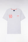 T-shirt 10 en coton gris et rouge coupe décontractée