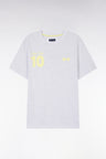 T-shirt 10 en coton gris et jaune coupe décontractée