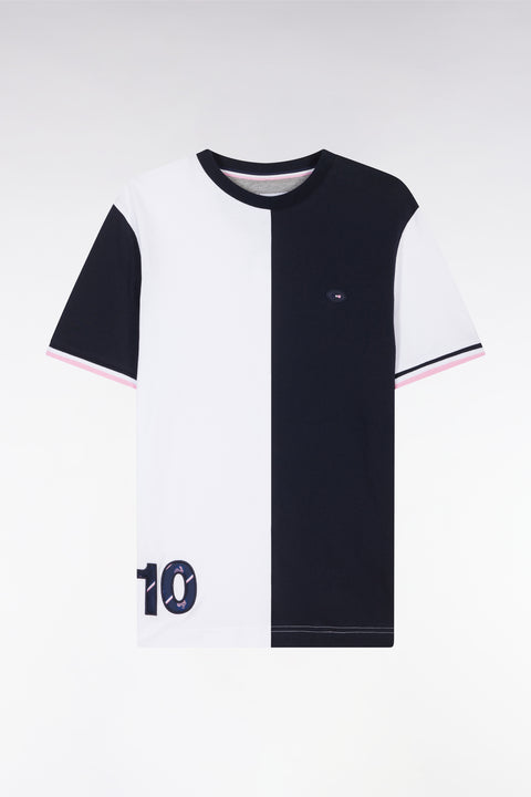 T-shirt bicolore XV de France en coton blanc coupe droite - Image 2