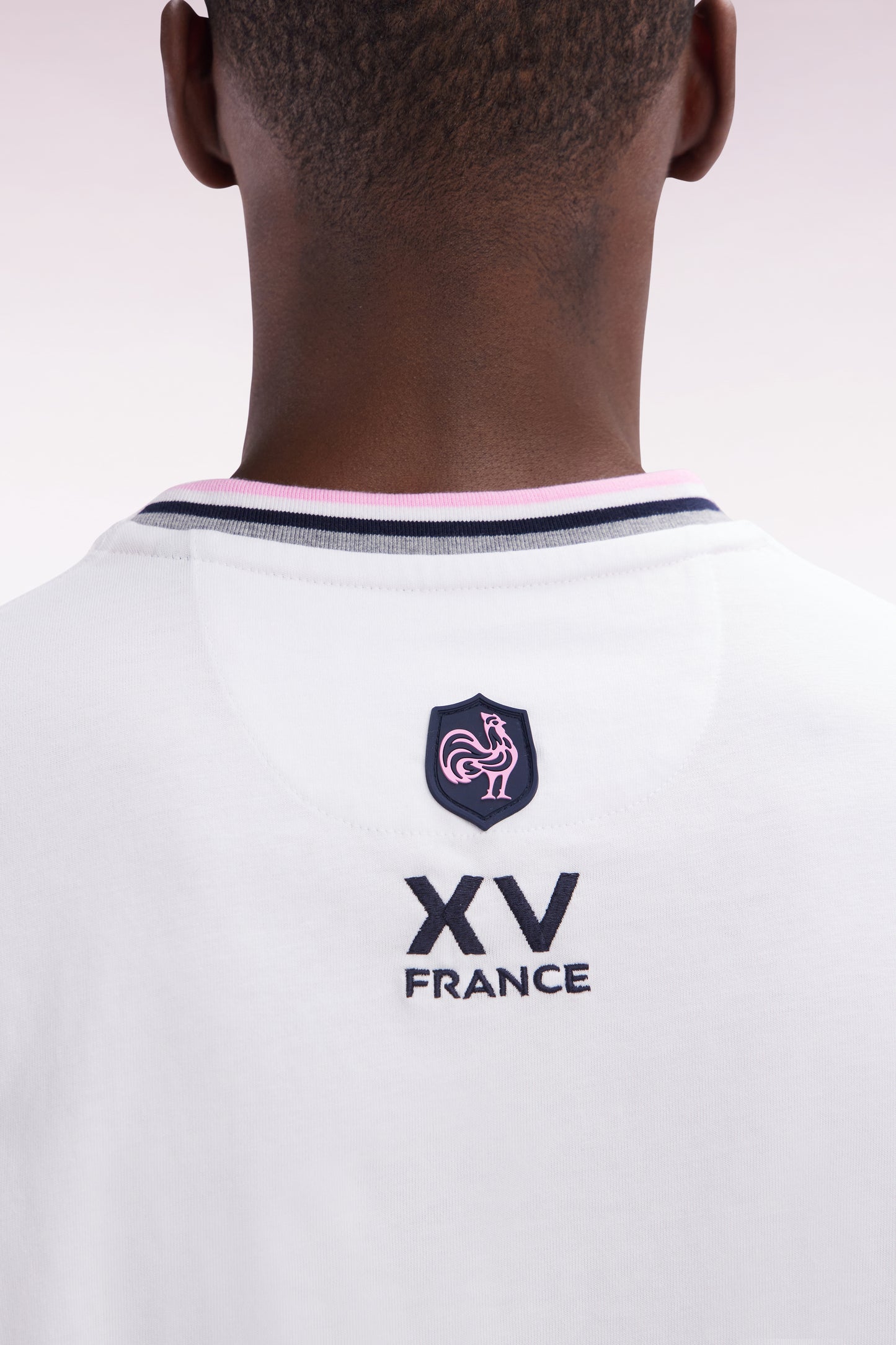 XV T-shirt from France in white cotton embroidery 10 straight cut