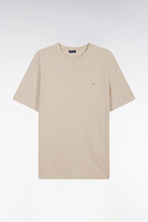 T-shirt en coton et lin beige coupe droite - Image 2
