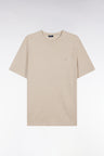 T-shirt en coton et lin beige coupe droite
