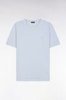T-shirt en coton et lin bleu clair coupe droite