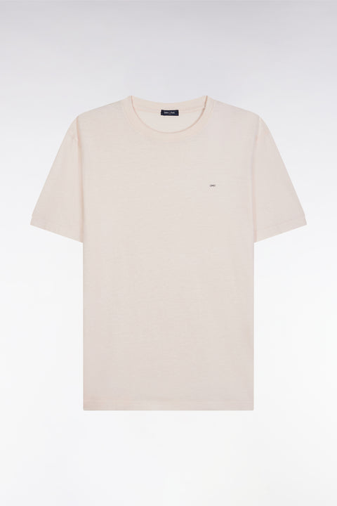 T-shirt en coton et lin rose coupe droite - Image 2