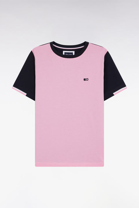 T-shirt à manches courtes en coton rose coupe droite - Image 1