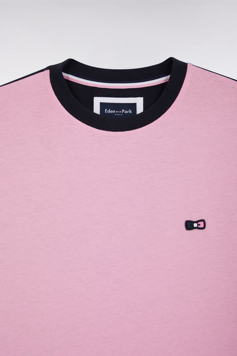 T-shirt à manches courtes en coton rose coupe droite - Image 2