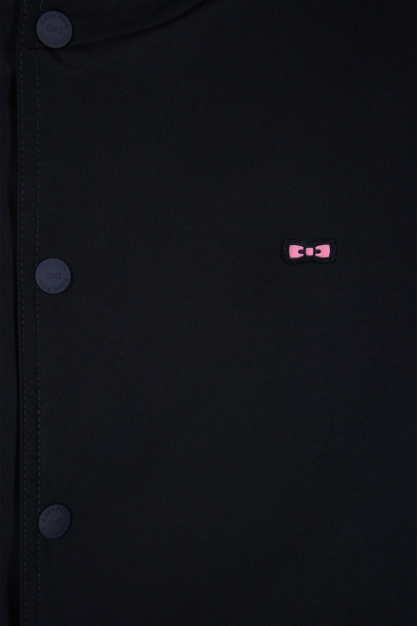 Teddy jacket in navy polyamide with striped ribbing