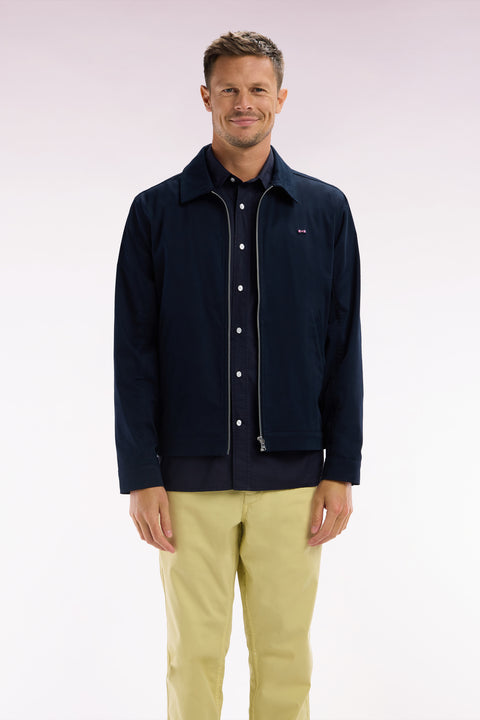 Blouson zippé déperlent en coton stretch marine - Image 1