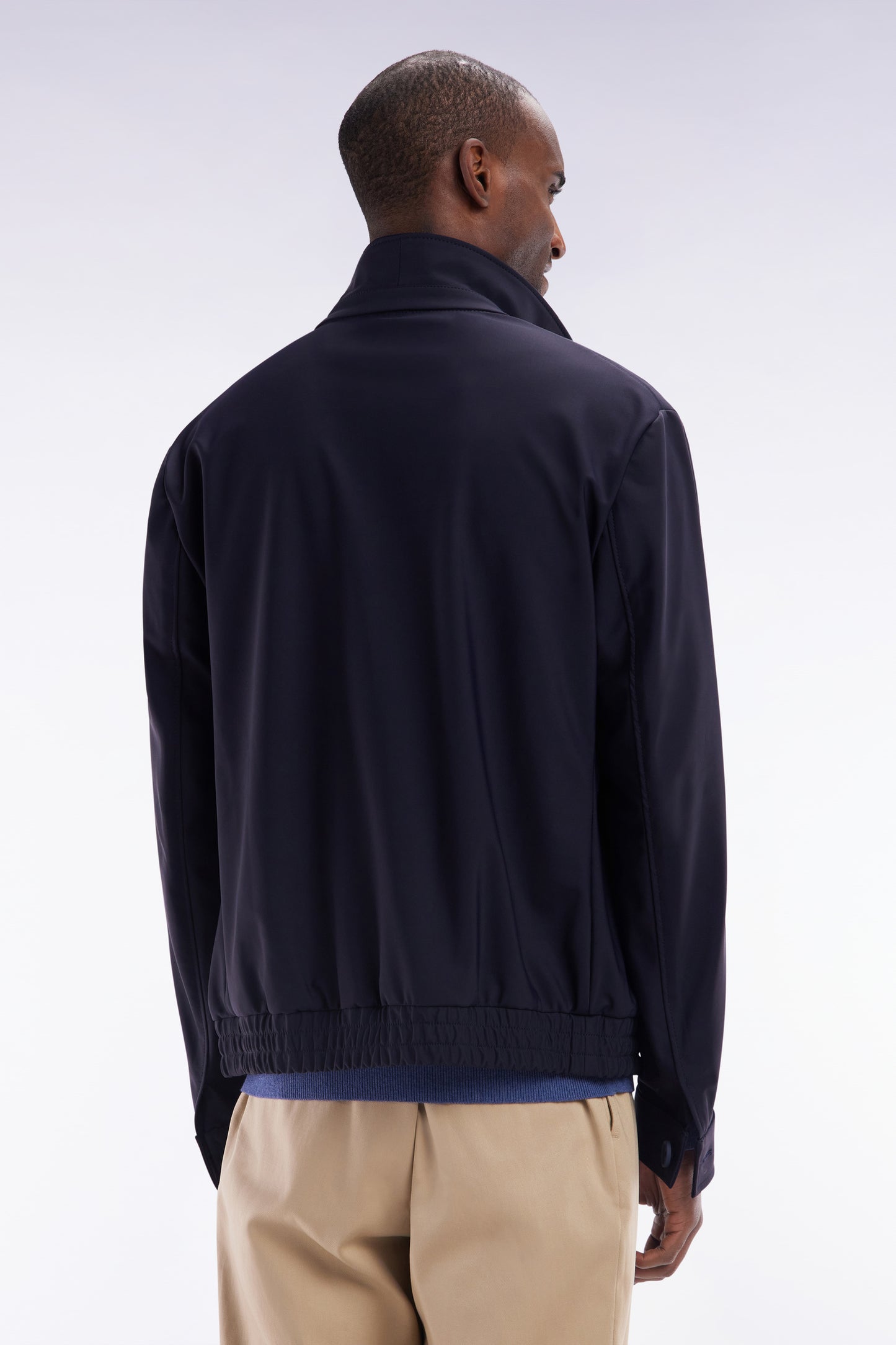 Technical zipped navy jacket