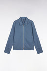 Zipped grey jacket in stretch cotton gabardine