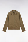 Zipped khaki jacket in stretch cotton gabardine