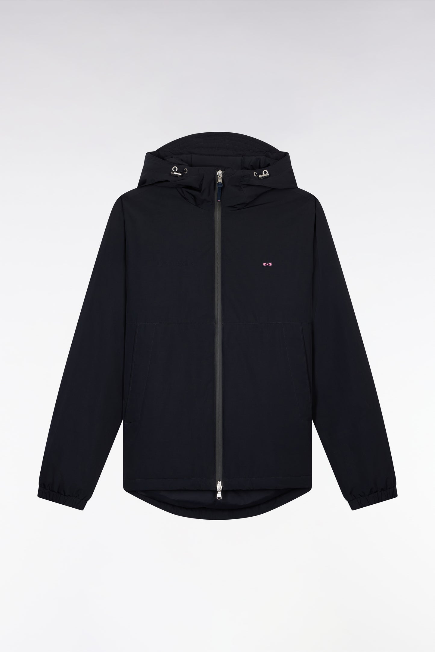 Polyamide hooded windbreaker with navy quilted interior