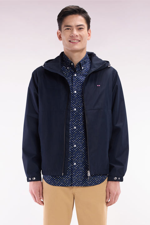 Blouson coupe-vent en polyamide Soft Touch à capuche marine - Image 1