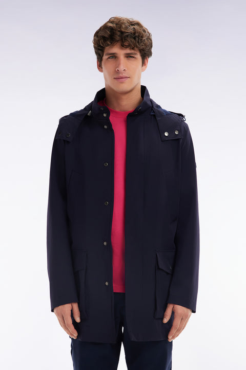 Navy blue hooded parka - Image 1