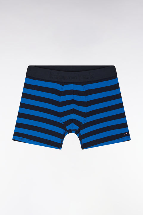 Boxer en jersey de coton stretch cerclé marine et bleu - Image 1