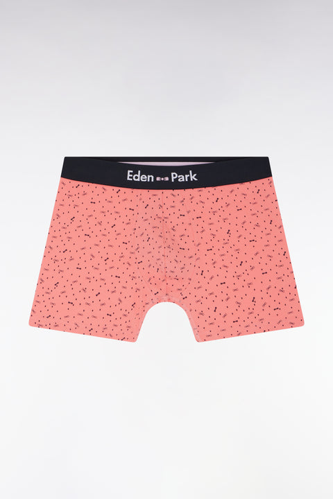 Salmon pink micro-patterned stretch cotton jersey boxer shorts - Image 1