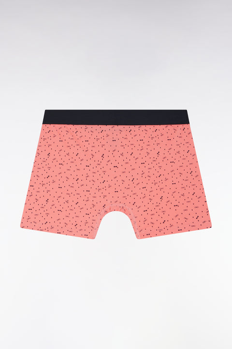 Salmon pink micro-patterned stretch cotton jersey boxer shorts - Image 2
