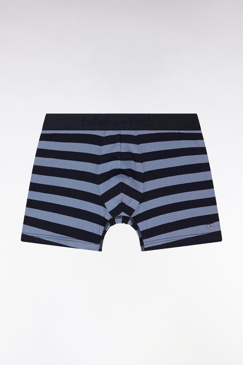 Lot de deux boxers unis et cerclés en jersey de coton stretch marine et gris - Image 2